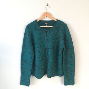 Eileen Fisher Teal Wool Mohair Blend Cardigan